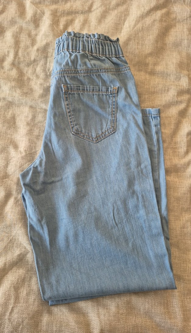 Kız çocuk mavi Bol Kesim Kot Pantolon - Görsel 5