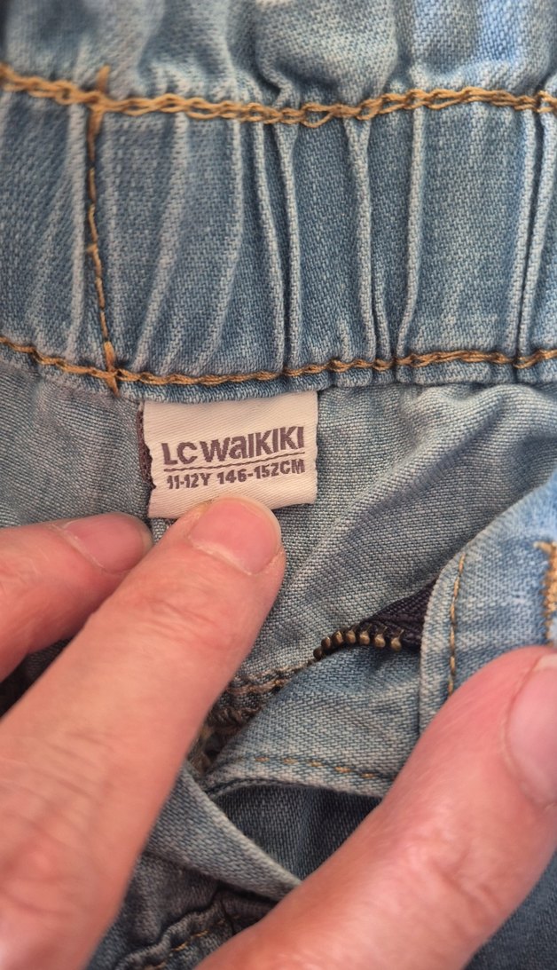 Kız çocuk mavi Bol Kesim Kot Pantolon - Görsel 4