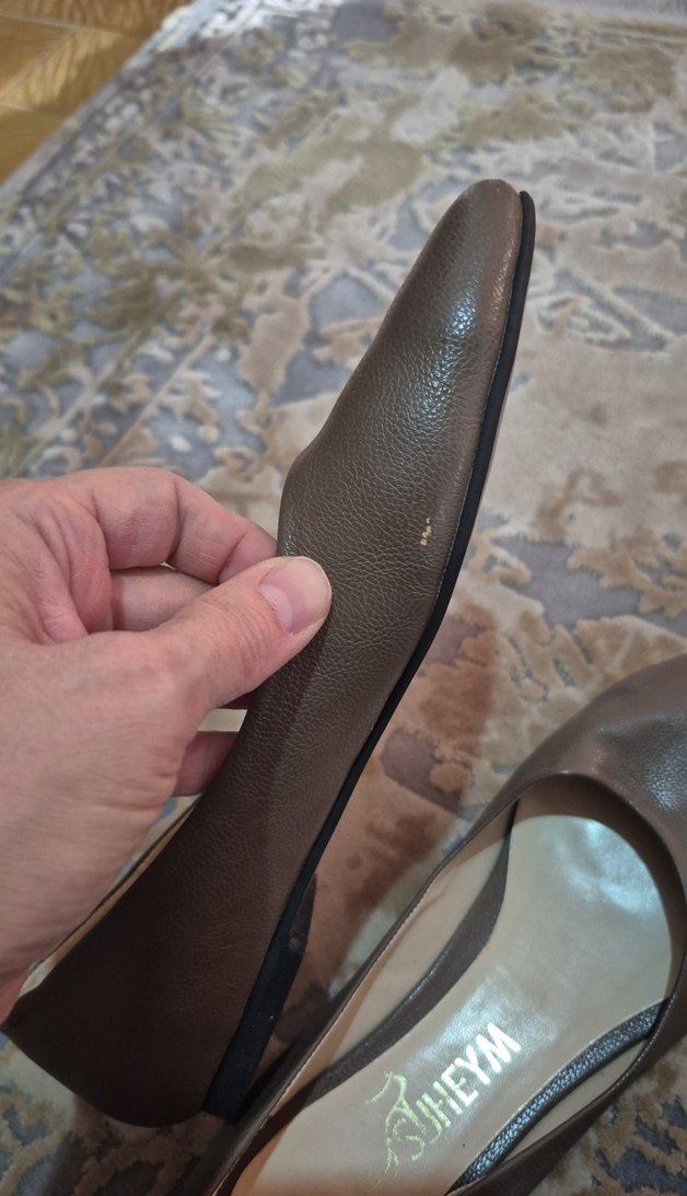 Kahverengi Deri Kadın Dolgu Topuklu Babet - Görsel 3