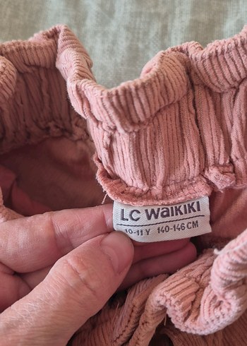 Bej Rahat Kesim Kız Kadife  Pantolon - Görsel 3