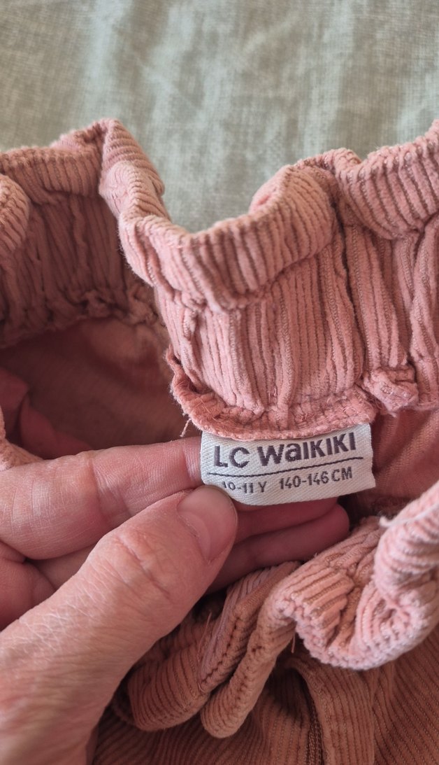 Bej Rahat Kesim Kız Kadife  Pantolon - Görsel 3