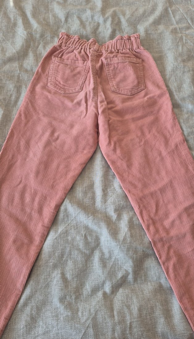 Bej Rahat Kesim Kız Kadife  Pantolon - Görsel 4