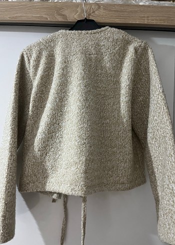 Bej Örgü Mini Kadın Hırka - Görsel 2