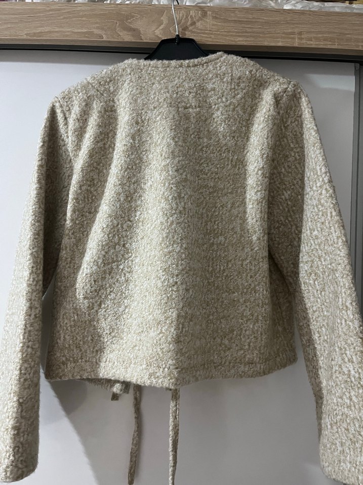 Bej Örgü Mini Kadın Hırka - Görsel 2