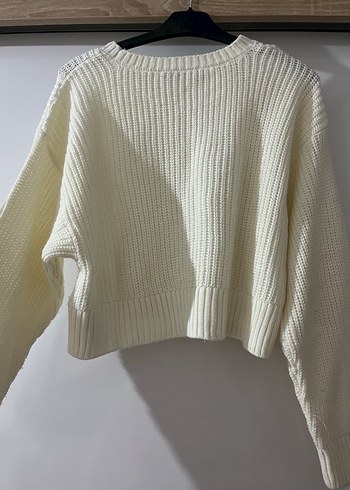 Beyaz Örgü Kadın Kazak - Görsel 2