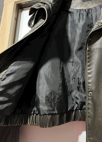 Kahverengi Deri Biker Ceket - Görsel 2