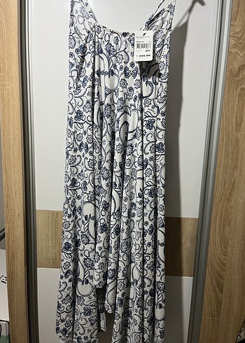 Desenli Bohem Uzun ince askılı yazlık Elbise - Görsel 2