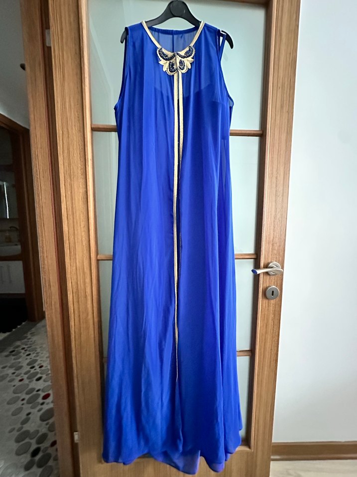 Uzun İnce Askılı Abiye Elbise - Görsel 5