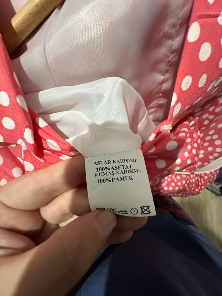 Ekol Puantiyeli Beyaz Kemerli  Astarlı Vintage Midi Elbise - Görsel 4