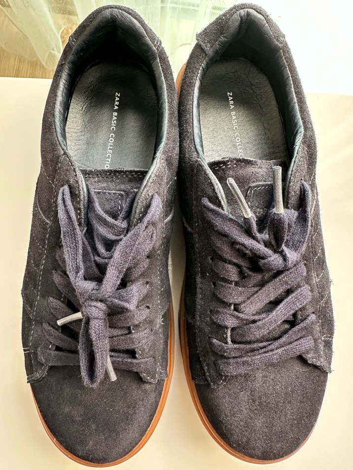 Zara Kahverengi Tabanlı Lacivert Süet Platform Spor Ayakkabı - Görsel 3