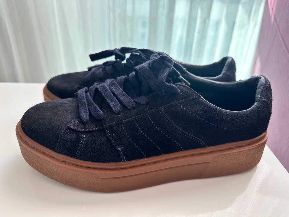 Zara Kahverengi Tabanlı Lacivert Süet Platform Spor Ayakkabı - Görsel 2