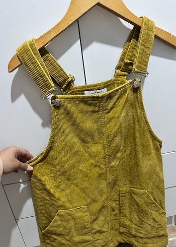 DİLVİN Sarı Süet Askılı Mini Salopet - Görsel 2