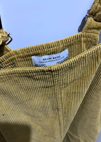 DİLVİN Sarı Süet Askılı Mini Salopet - Görsel 4