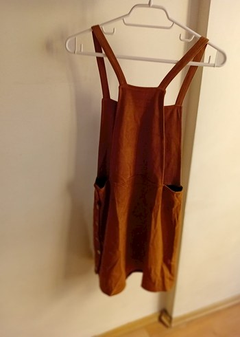 Kahverengi Süet Kadın Şort Tulum - Görsel 2