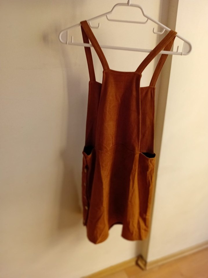 Kahverengi Süet Kadın Şort Tulum - Görsel 2