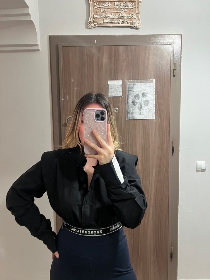 Sagaza Studio Siyah Mini Gömlek - Görsel 2