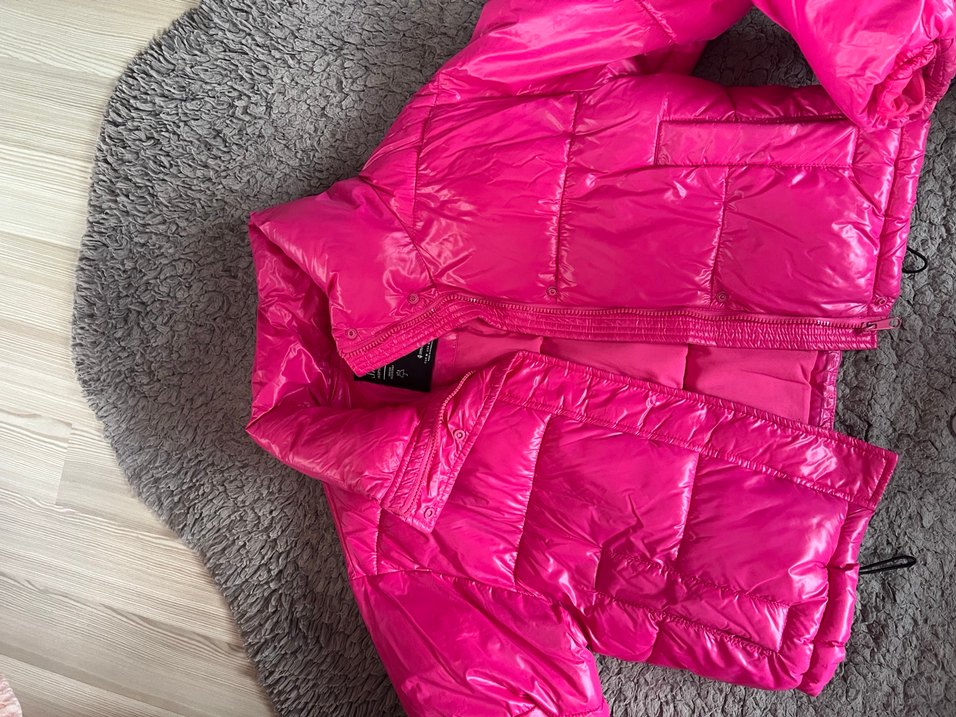 Parlak Pembe Kısa Kadın Kışlık Mont - Görsel 2