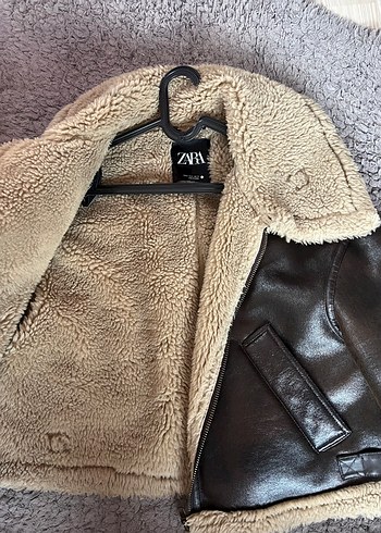 Kürklü Kahverengi Deri Kadın Ceket - Görsel 3