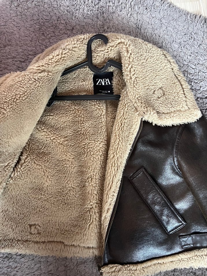 Kürklü Kahverengi Deri Kadın Ceket - Görsel 3