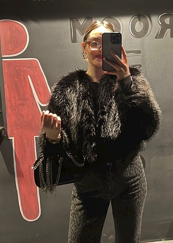 Siyah Kürklü Kadın Midi Mont - Görsel 2