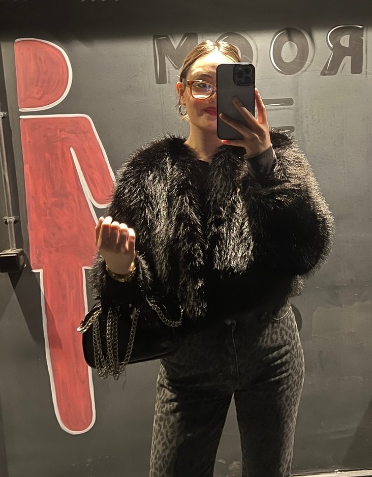 Siyah Kürklü Kadın Midi Mont - Görsel 2