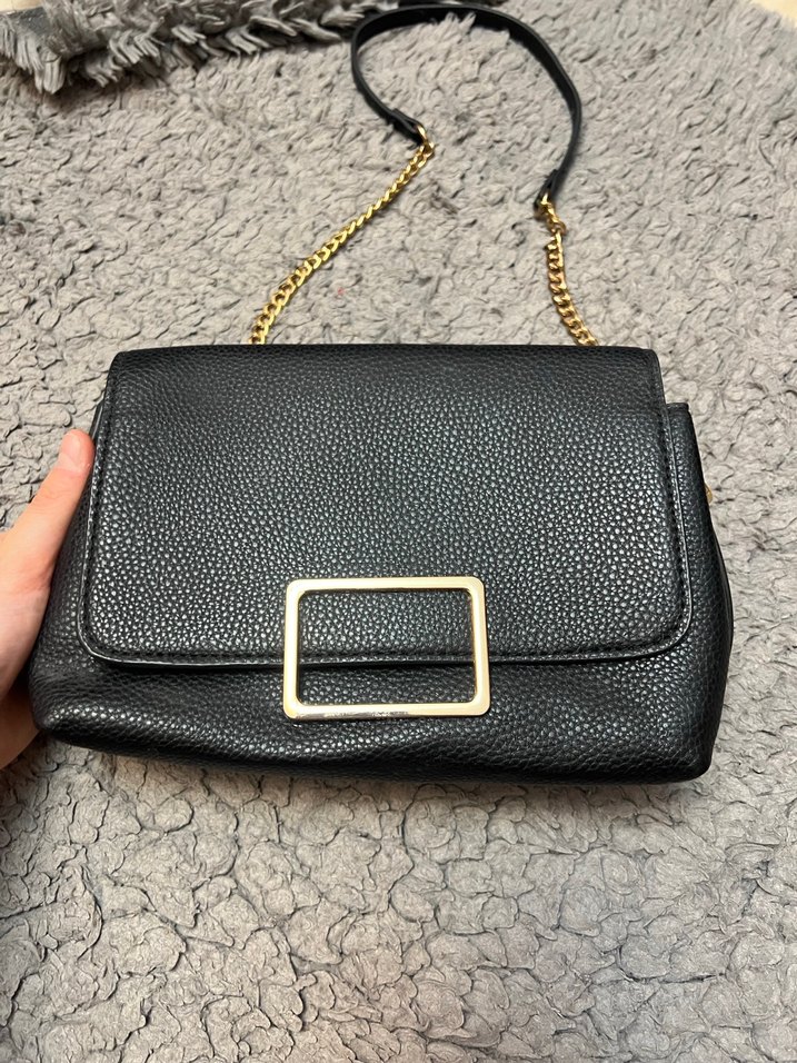 Zincir Detaylı Siyah Deri Kadın Çanta - Görsel 2