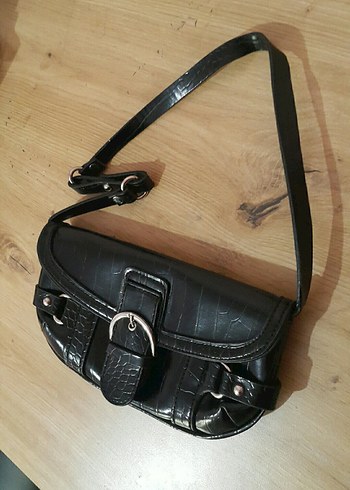 Kemer Tokalı Siyah Yılan Desenli Deri Kadın Çanta - Görsel 3
