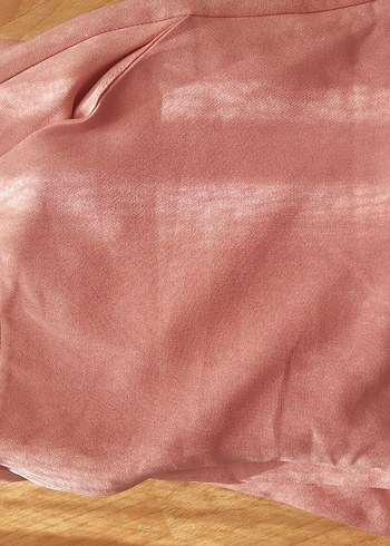 Pembe Pilili Kadın Parlak Kumaş Pantolon - Görsel 7