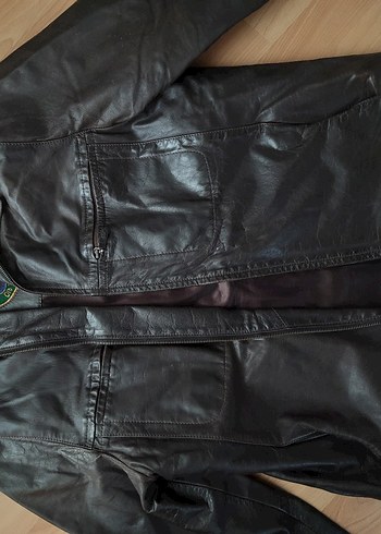 Kahverengi deri Biker Ceket - Görsel 7