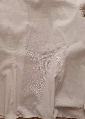 Düğmeli Beyaz Kadın Keten Gömlek - Görsel 7