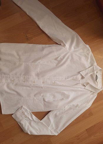 Düğmeli Beyaz Kadın Keten Gömlek - Görsel 3