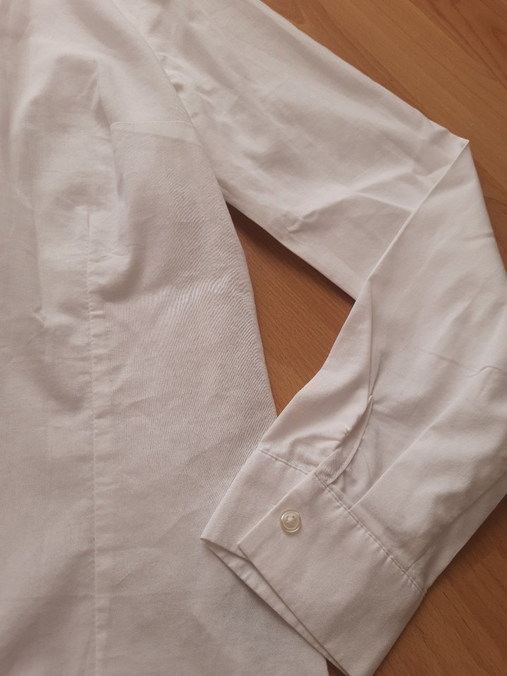 Düğmeli Beyaz Kadın Keten Gömlek - Görsel 5