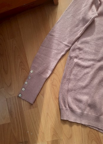 Kadın Gri Keten Uzun Kollu Bisiklet Yaka Kazak - Görsel 2