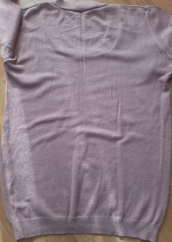 Kadın Gri Keten Uzun Kollu Bisiklet Yaka Kazak - Görsel 4