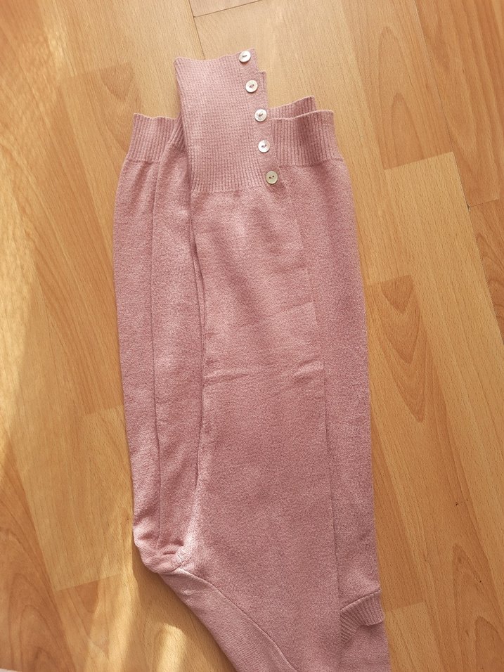 Kadın Gri Keten Uzun Kollu Bisiklet Yaka Kazak - Görsel 5