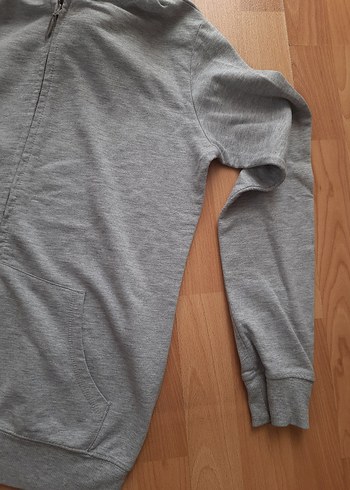 Gri Kapüşonlu Sweatshirt - Görsel 3