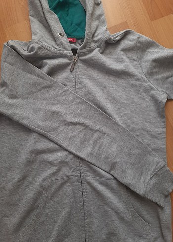 Gri Kapüşonlu Sweatshirt - Görsel 6