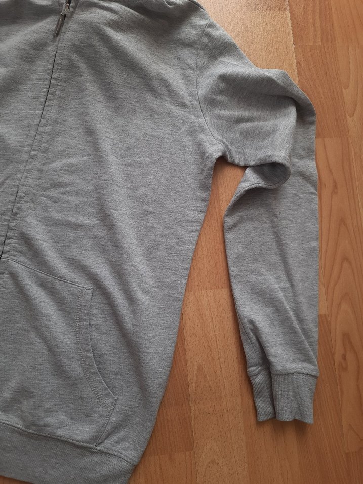 Gri Kapüşonlu Sweatshirt - Görsel 3