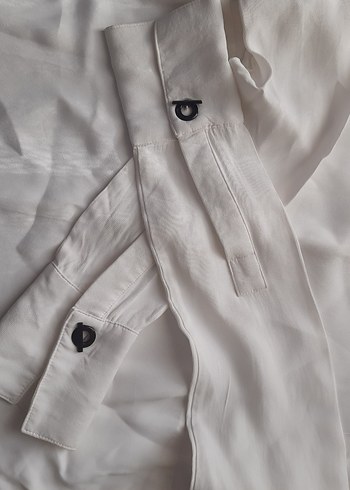 Beyaz Keten gömlek - Görsel 4