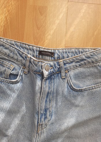 Gri Loose Fit Midi Denim Kadın Jean - Görsel 5