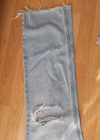 Gri Loose Fit Midi Denim Kadın Jean - Görsel 4