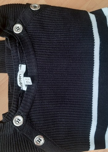 Düğmeli Siyah Beyaz Çizgili Kadın Triko - Görsel 7