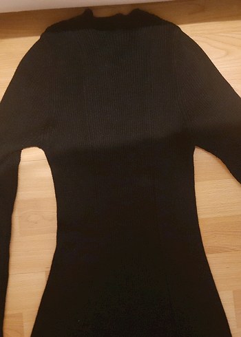 Siyah Uzun Kesim triko elbise - Görsel 6