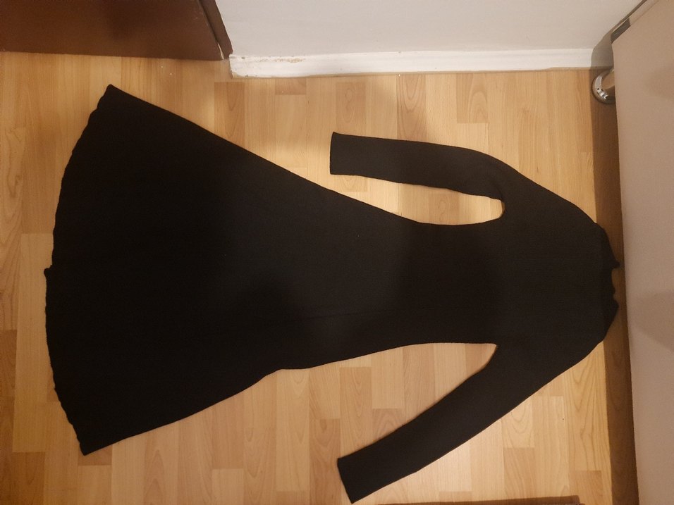 Siyah Uzun Kesim triko elbise - Görsel 2