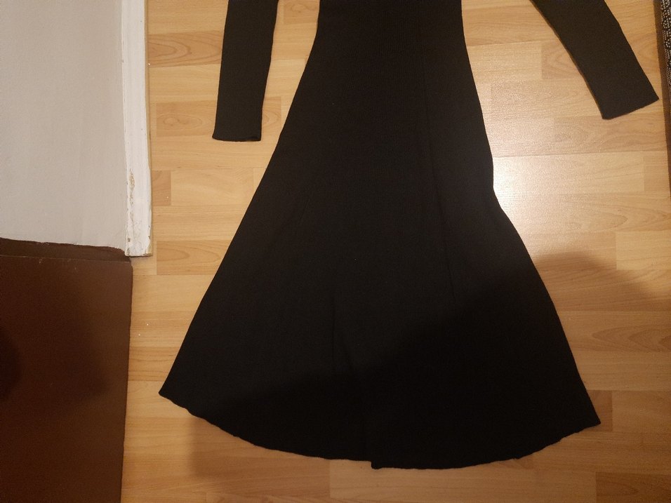 Siyah Uzun Kesim triko elbise - Görsel 3