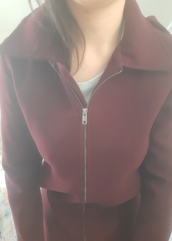 Fermuarlı Bordo Kaban - Görsel 3