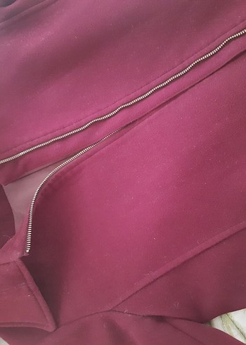 Fermuarlı Bordo Kaban - Görsel 6