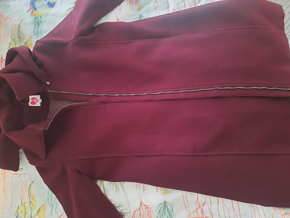 Fermuarlı Bordo Kaban - Görsel 4