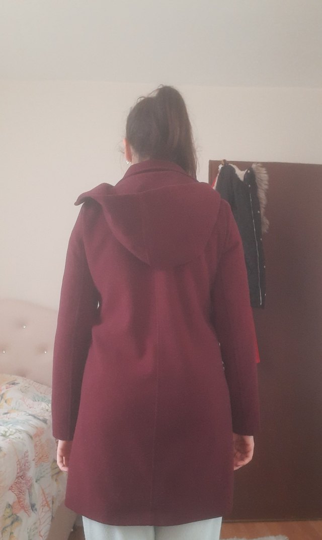 Fermuarlı Bordo Kaban - Görsel 2