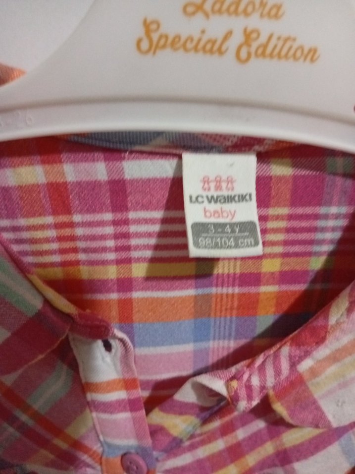 Düğmeli Pembe Uzun Kollu Kız Gömlek - Görsel 2